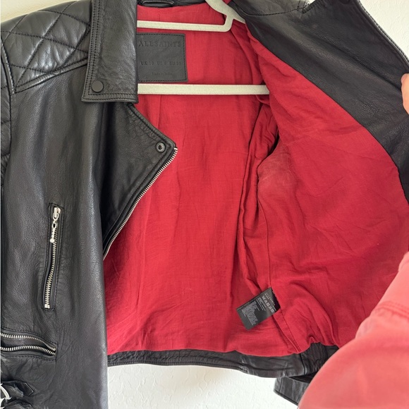 All Saints Armstead Biker Motorcycle Jacket Black Lamb Leather US 6 UK 10 EU 38 - Picture 4 of 5